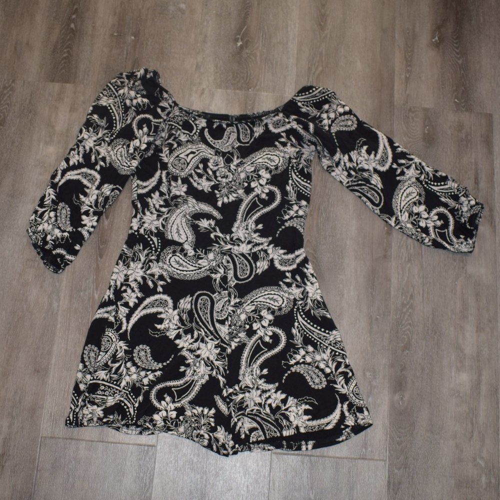 Boohoo Black and White Paisley Romper